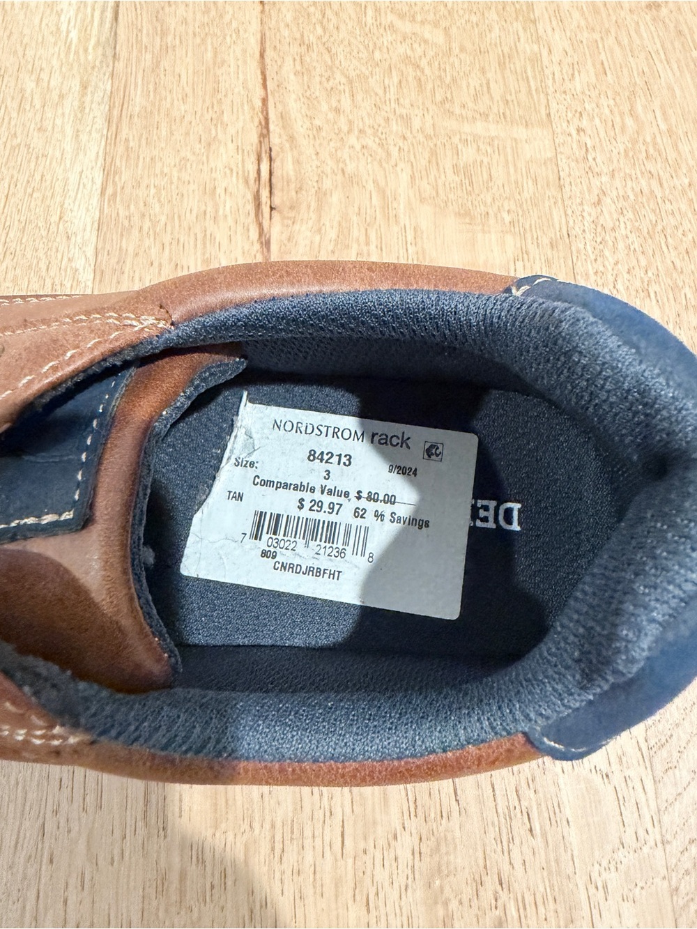 Brown Leather Lace-Up Casual Oxfords with Navy Collar - Picture 4 of 5